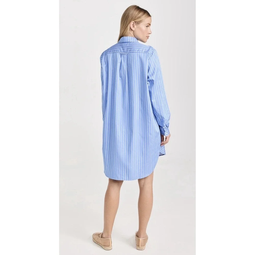 Nation LTD Button Down Shirt Dress S Pima Cotton Cover Up Coastal Resort Wear - Picture 3 of 12